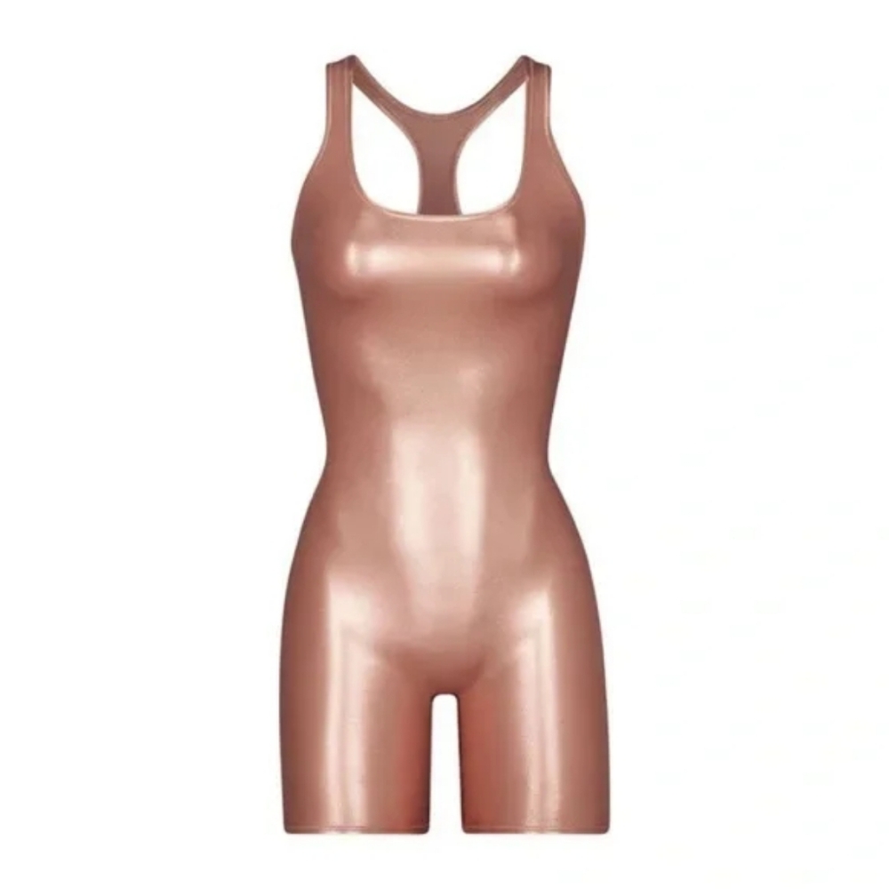Skims Metallic Swim Cycle One Piece Swimsuit